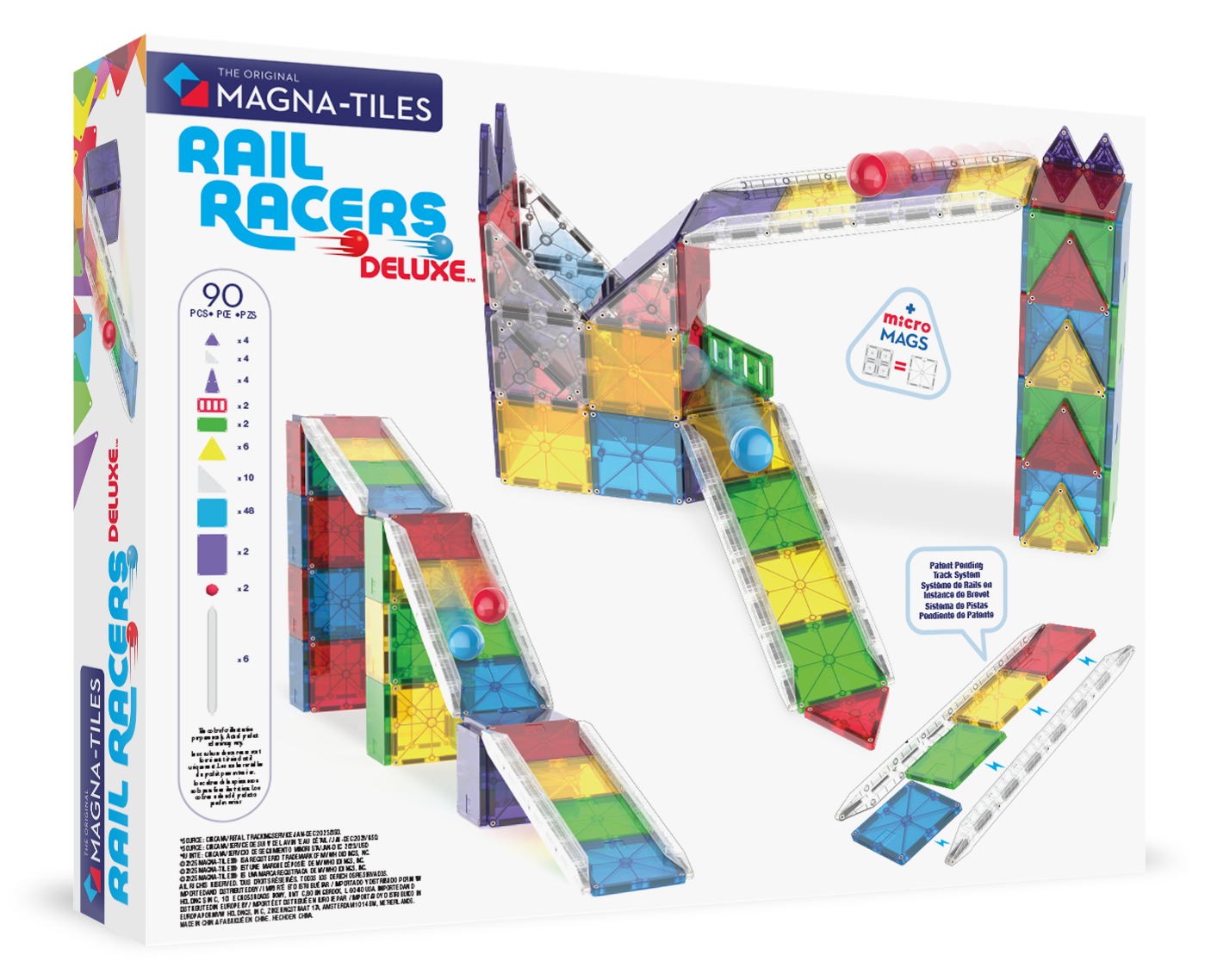 MAGNA-TILES® Rail Racers met microMAGS (90 stuks)