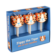 Rex London - Feestkaarsjes Ziggy de Tijger (set van 6)