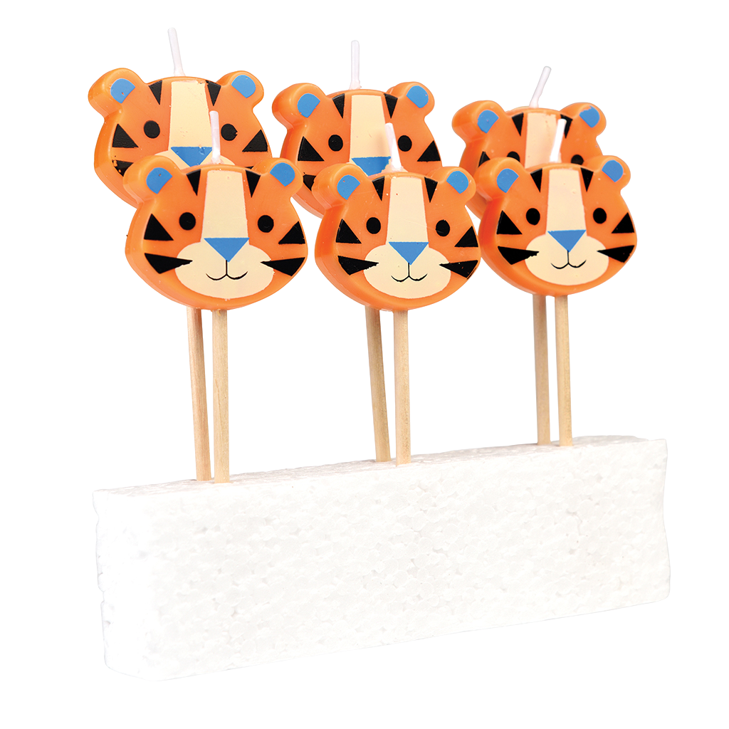 Rex London - Feestkaarsjes Ziggy de Tijger (set van 6)