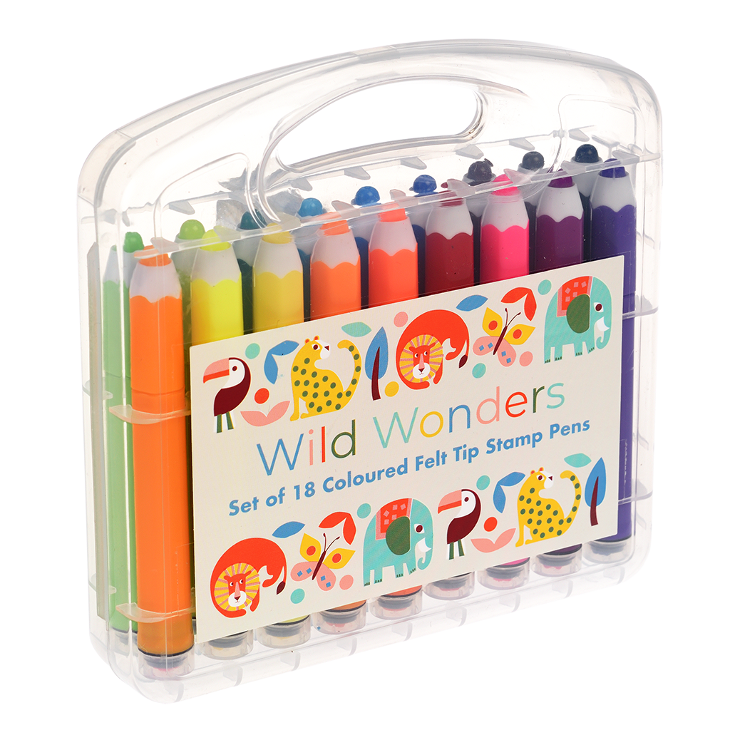 Rex London - Viltstiften met stempel Wild Wonders (18 stuks)