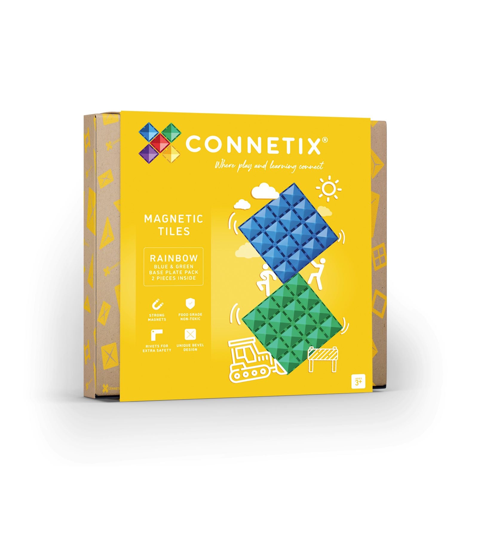CONNETIX - 2 basisplaten 30 x 30 cm - magnetisch constructiespeelgoed
