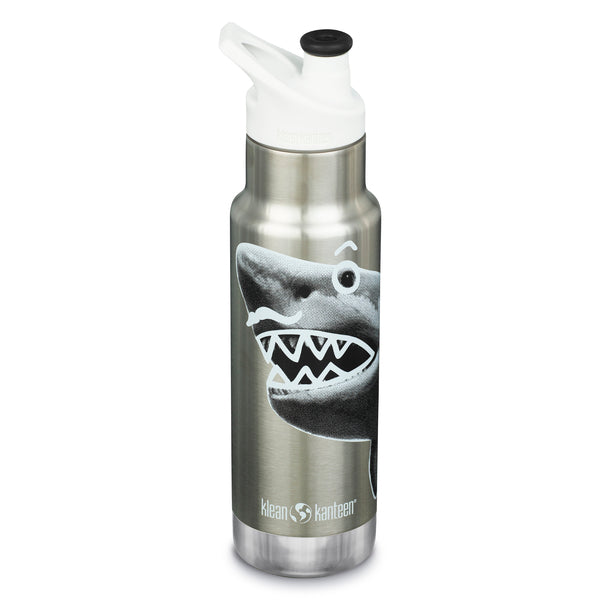 Klean Kanteen - Kinder thermofles 355ml-12oz Mister Shark  - Geborsteld RVS