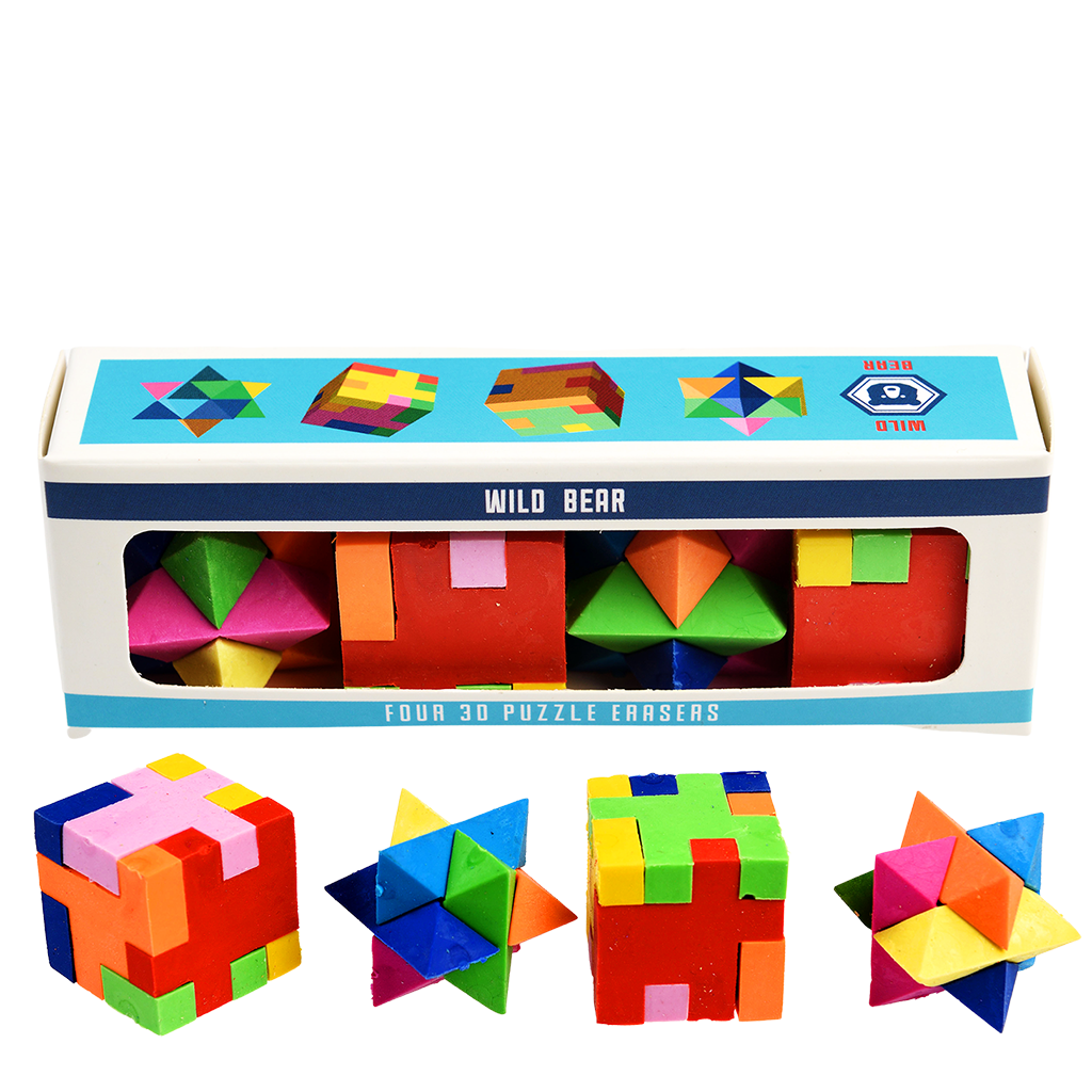 Rex London - 3D Puzzelgummetjes Bruine Beer (set van 4)