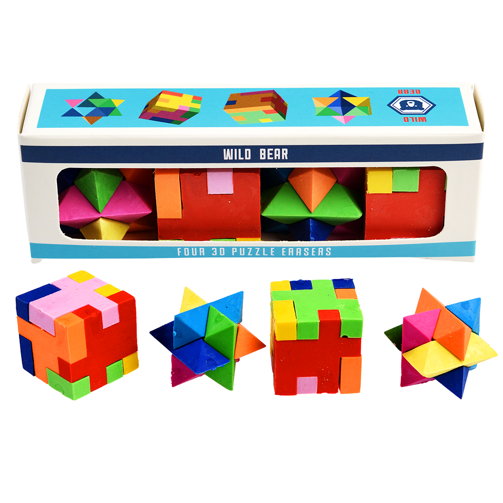 Rex London - 3D Puzzelgummetjes Bruine Beer (set van 4)