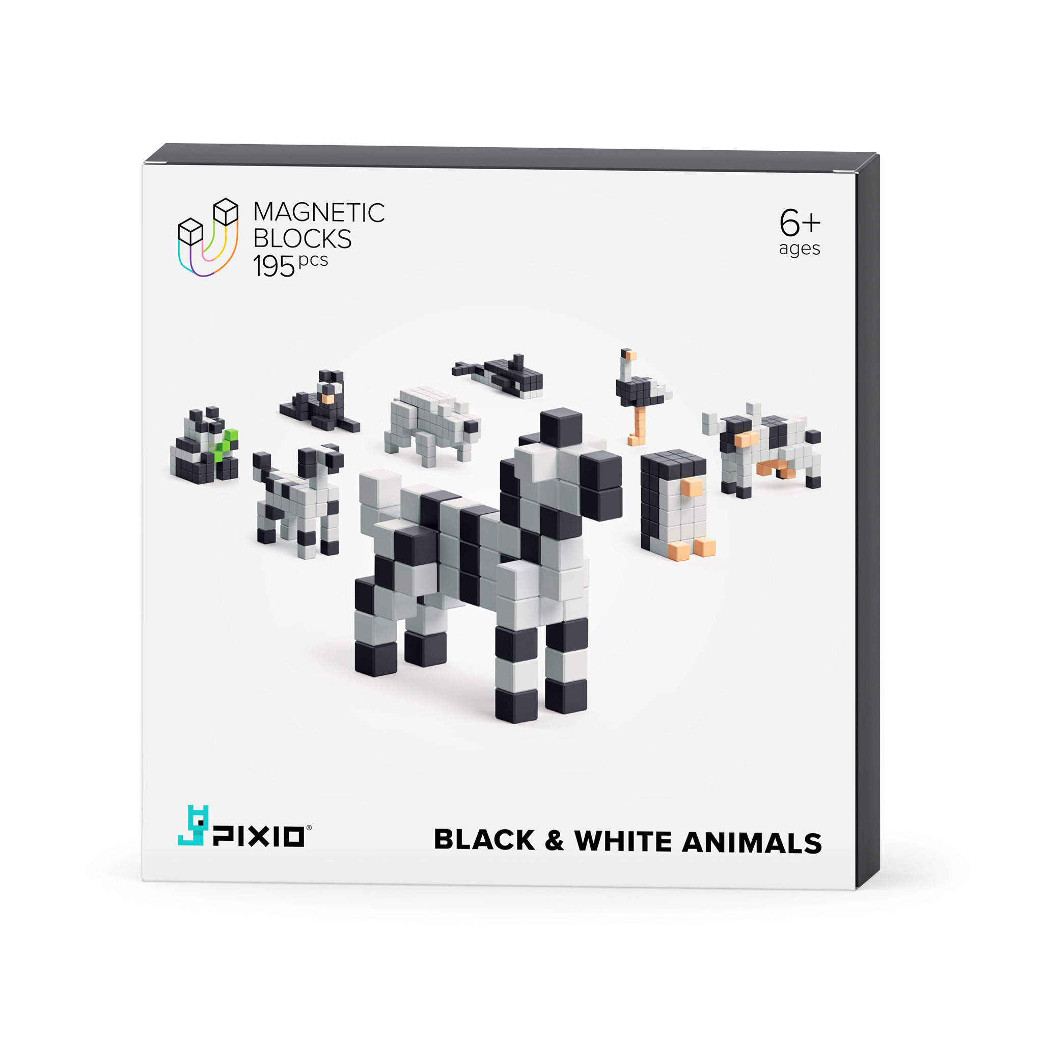 Pixio - Story Black & White Animals - 195 magneetblokjes