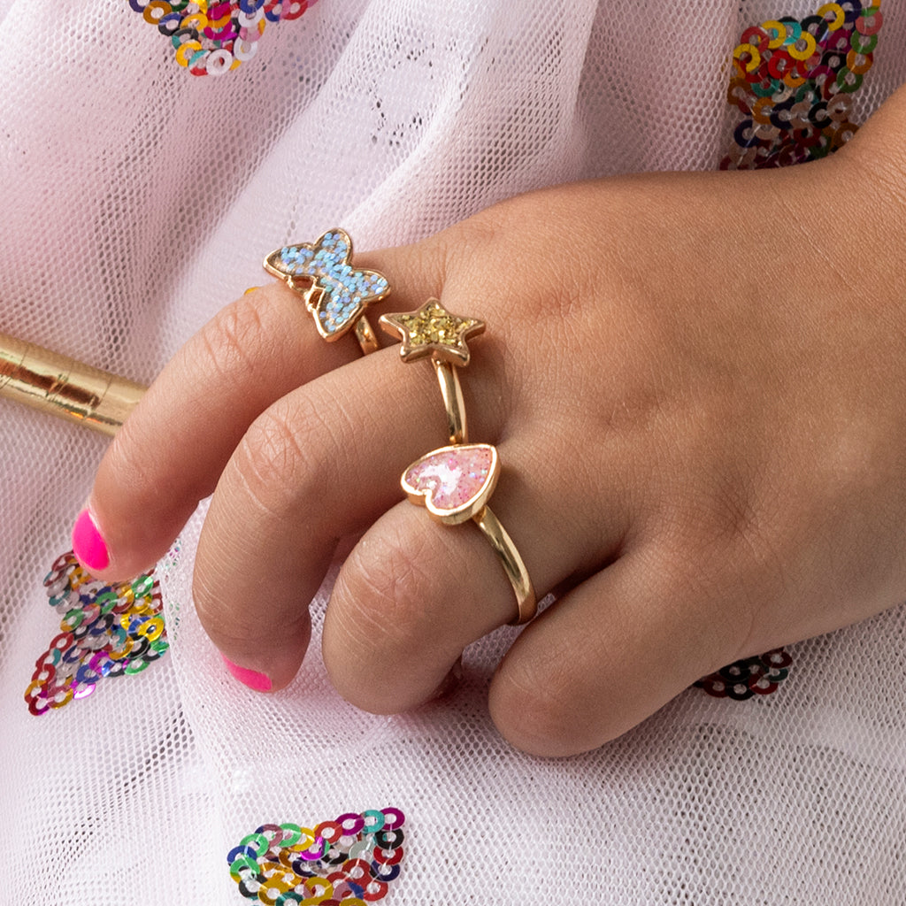 Rex London - Glitter ringen (set van 3) Fairies in the Garden