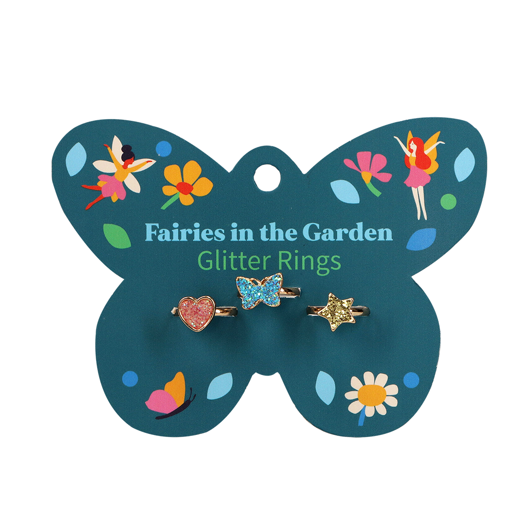 Rex London - Glitter ringen (set van 3) Fairies in the Garden