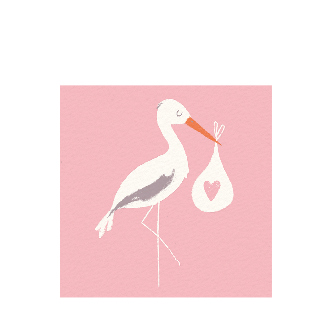 Rex London - Felicitatiekaart roze ooievaar