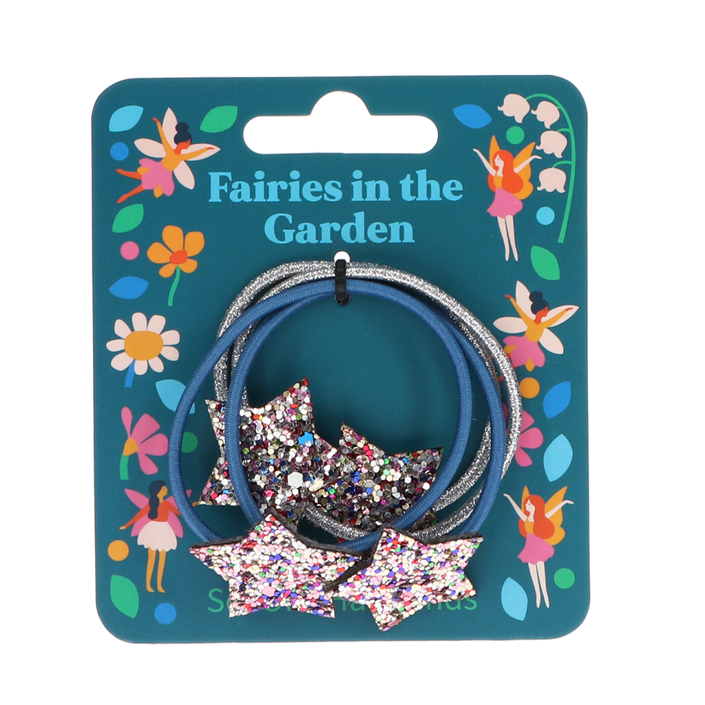 Rex London - Glitter Haarelastiekjes Ster (set van 4) Fairies in the Garden