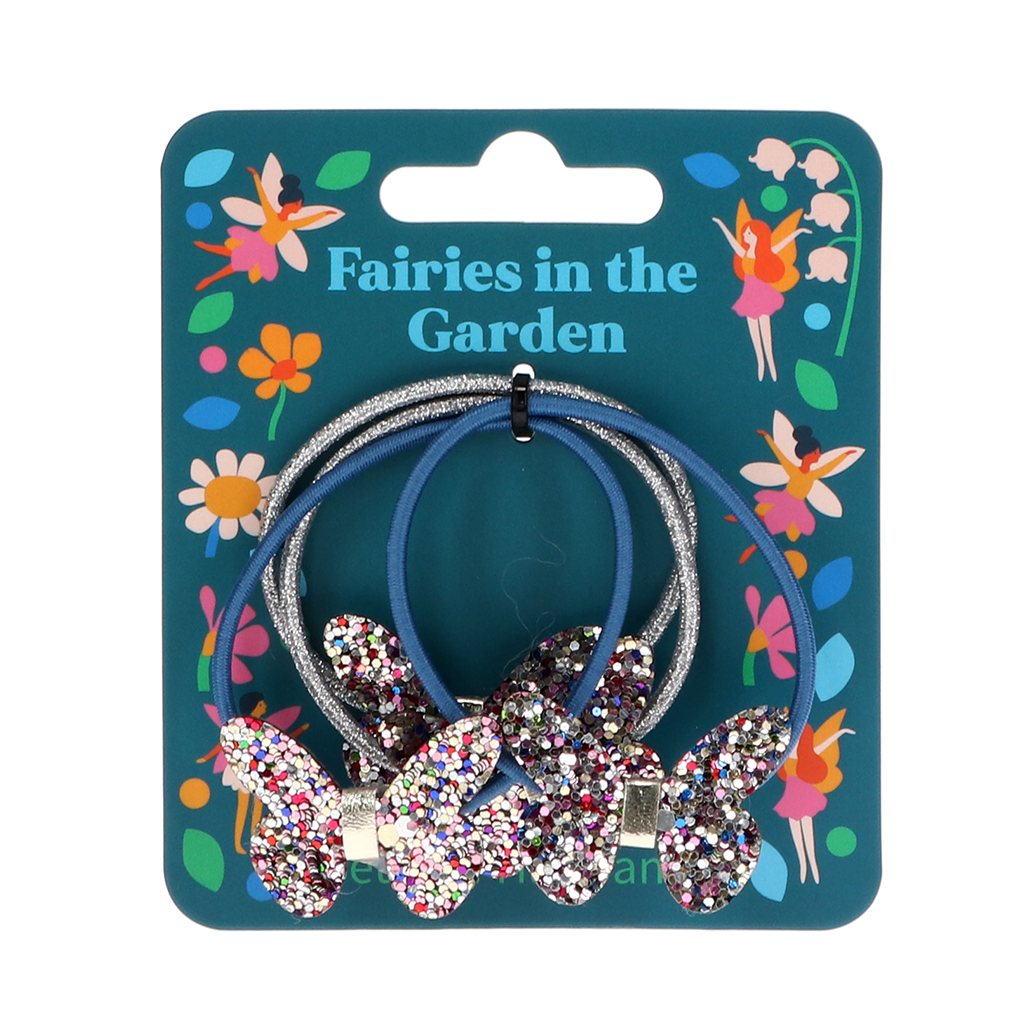 Rex London - Glitter haarelastiekjes vlinders Fairies in the Garden (set van 4)