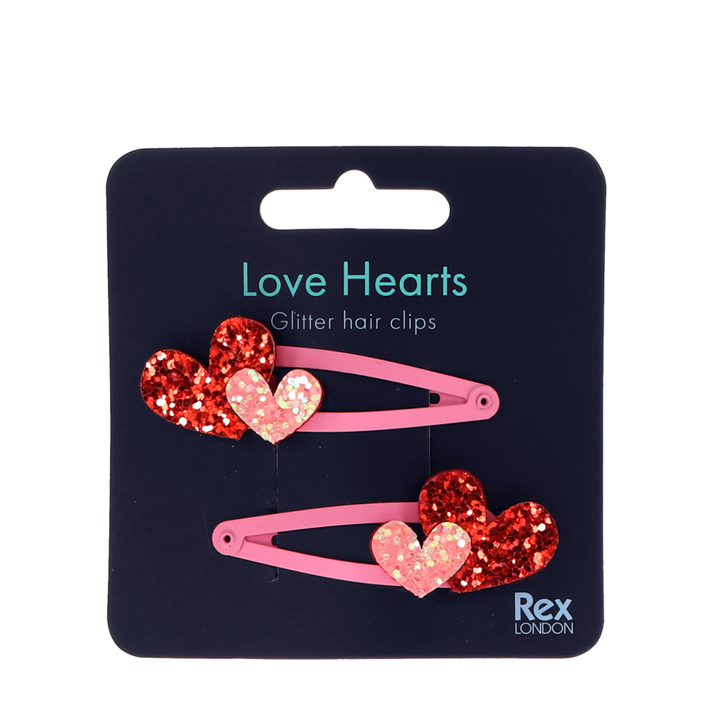 Rex London - Glitter Haarspeldjes Love Hearts (set van 2)