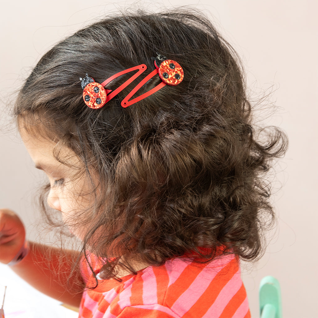Rex London - Glitter haarspeldjes (set van 2) - Lieveheersbeestje