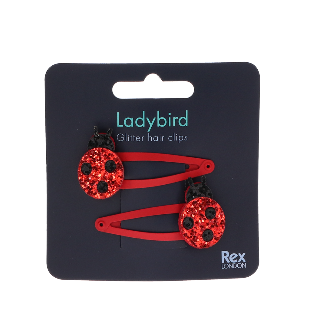 Rex London - Glitter haarspeldjes (set van 2) - Lieveheersbeestje