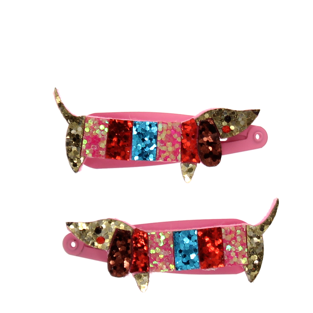Rex London - Glitter haarspeldjes teckel (set van 2)
