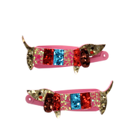 Rex London - Glitter haarspeldjes teckel (set van 2)