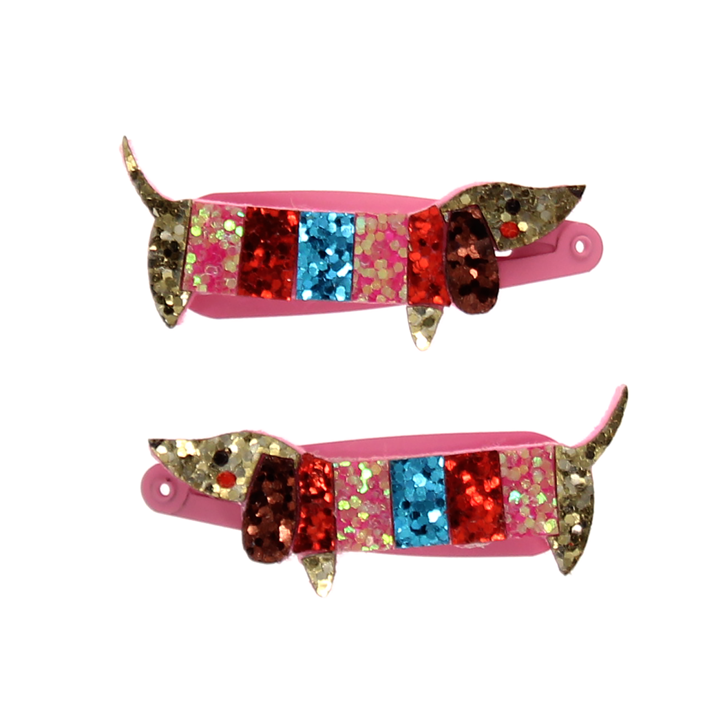 Rex London - Glitter haarspeldjes teckel (set van 2)
