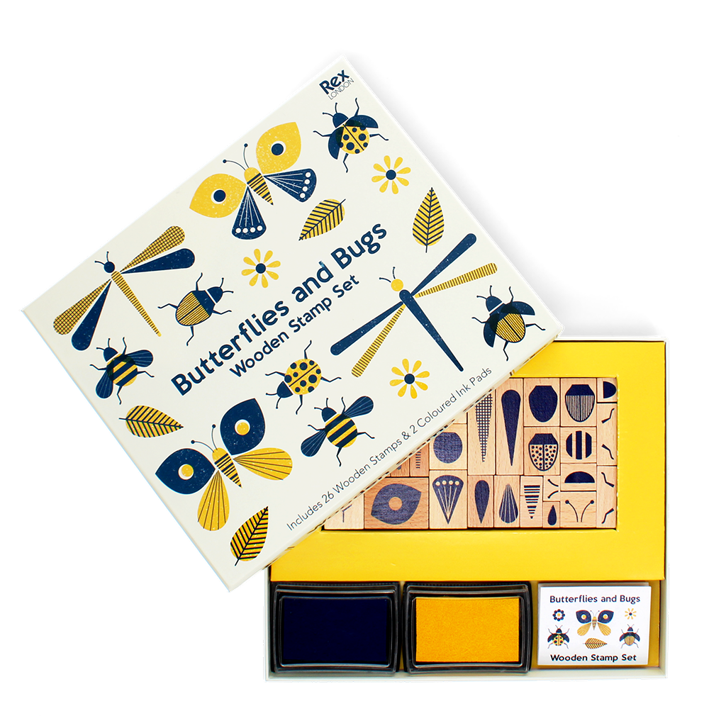 Rex London - Houten stempelset Vlinders en Insecten