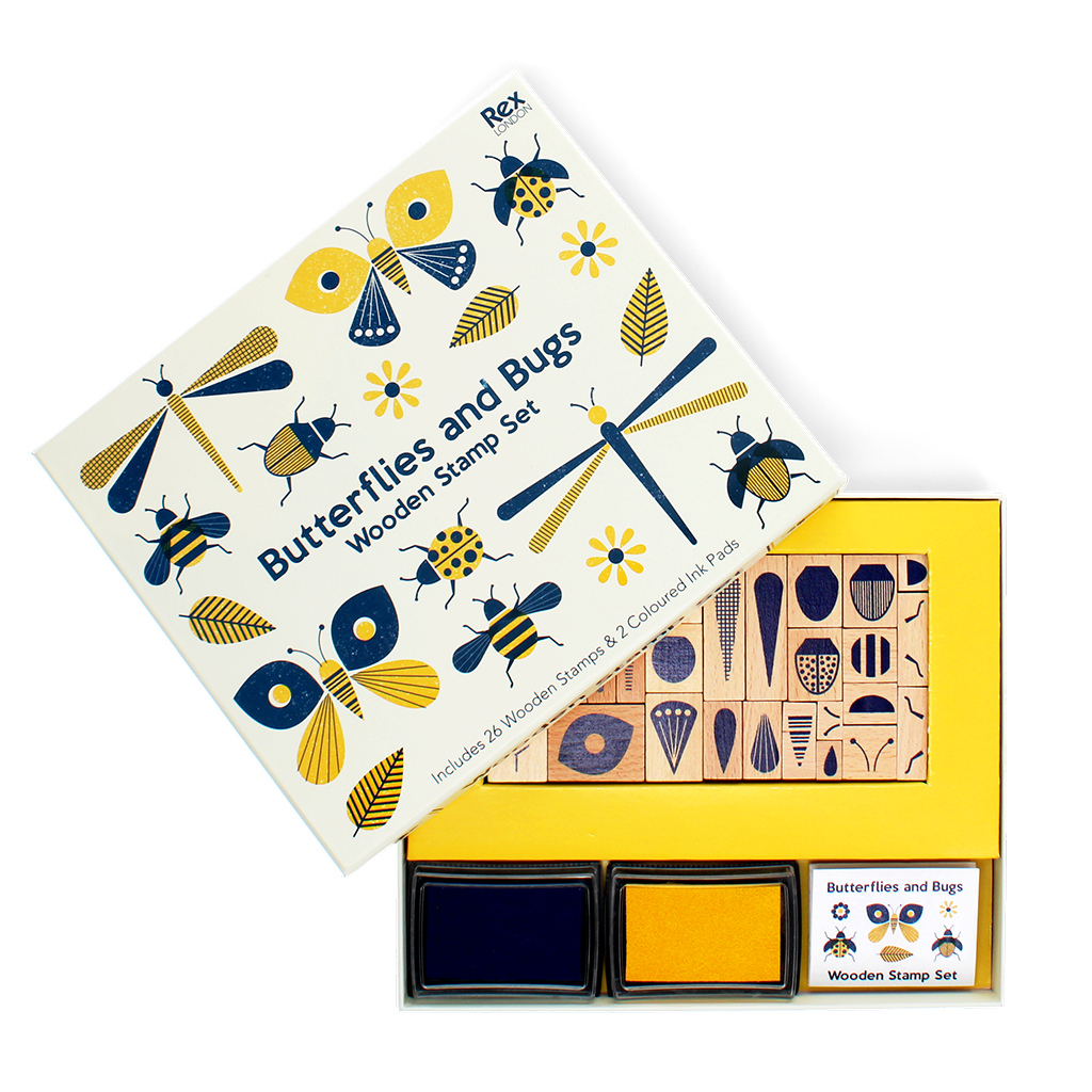Rex London - Houten stempelset Vlinders en Insecten