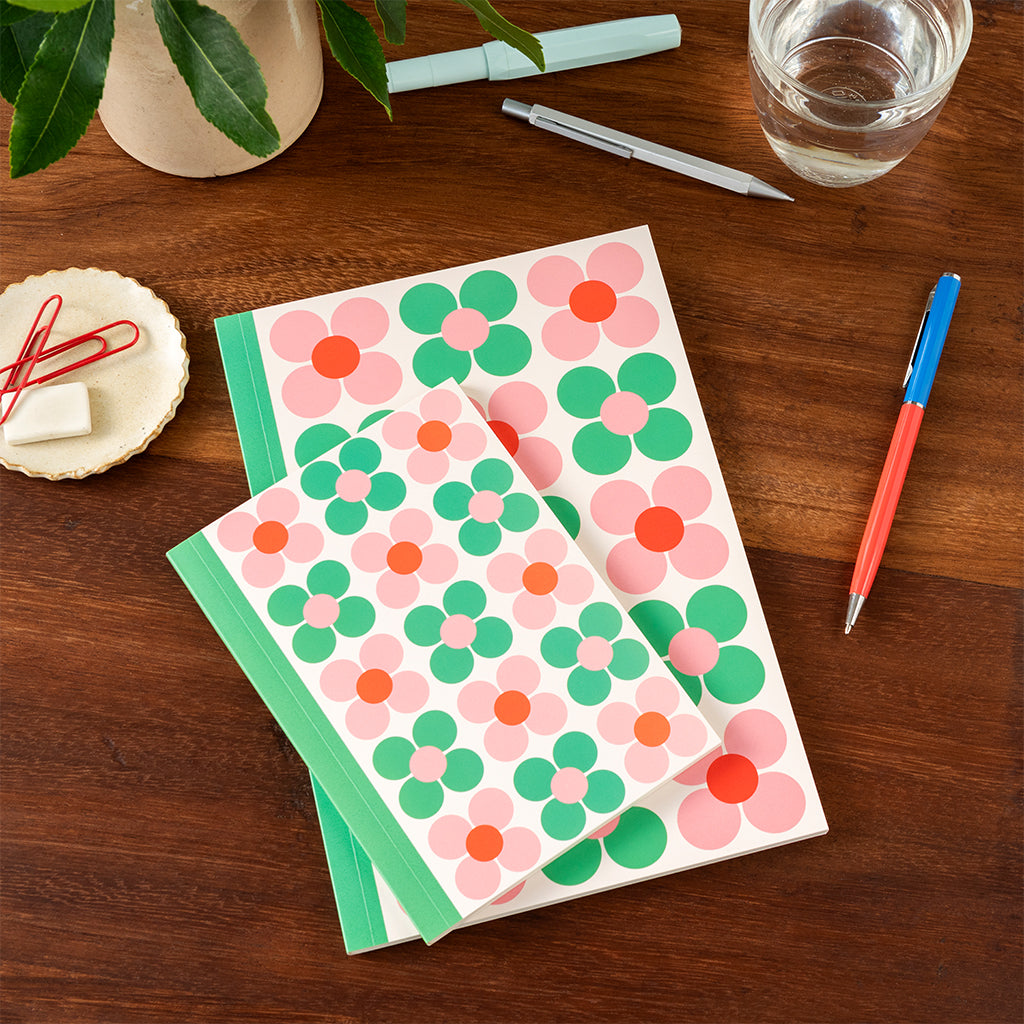 Rex London - A5 Notitieboek Roze en Groen Daisy