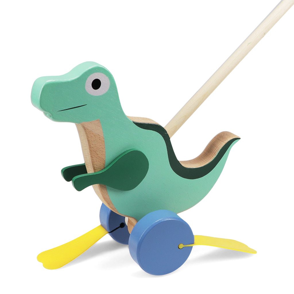 Rex London - Houten Duwstok Dinosaurus met Klapperende Vleugels