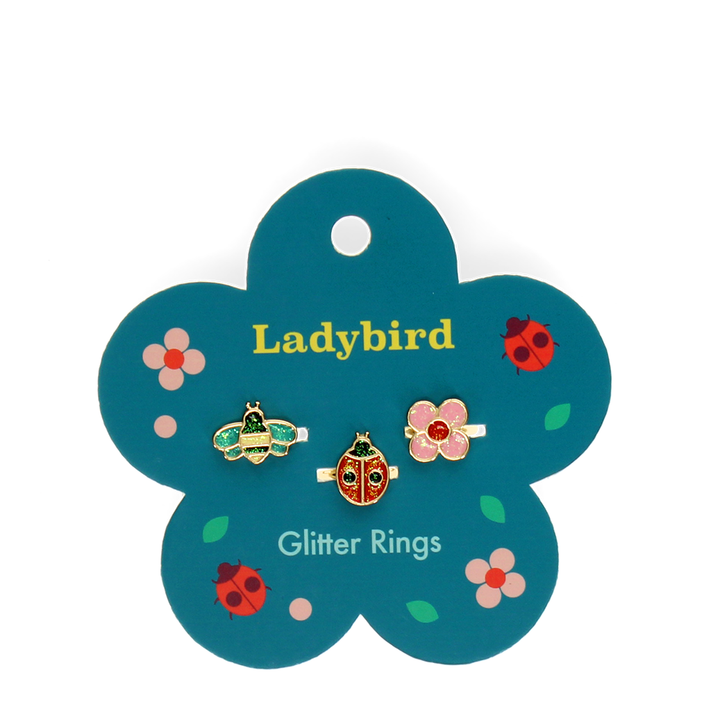 Rex London - Glitterringen set lieveheersbeestje (3 stuks)