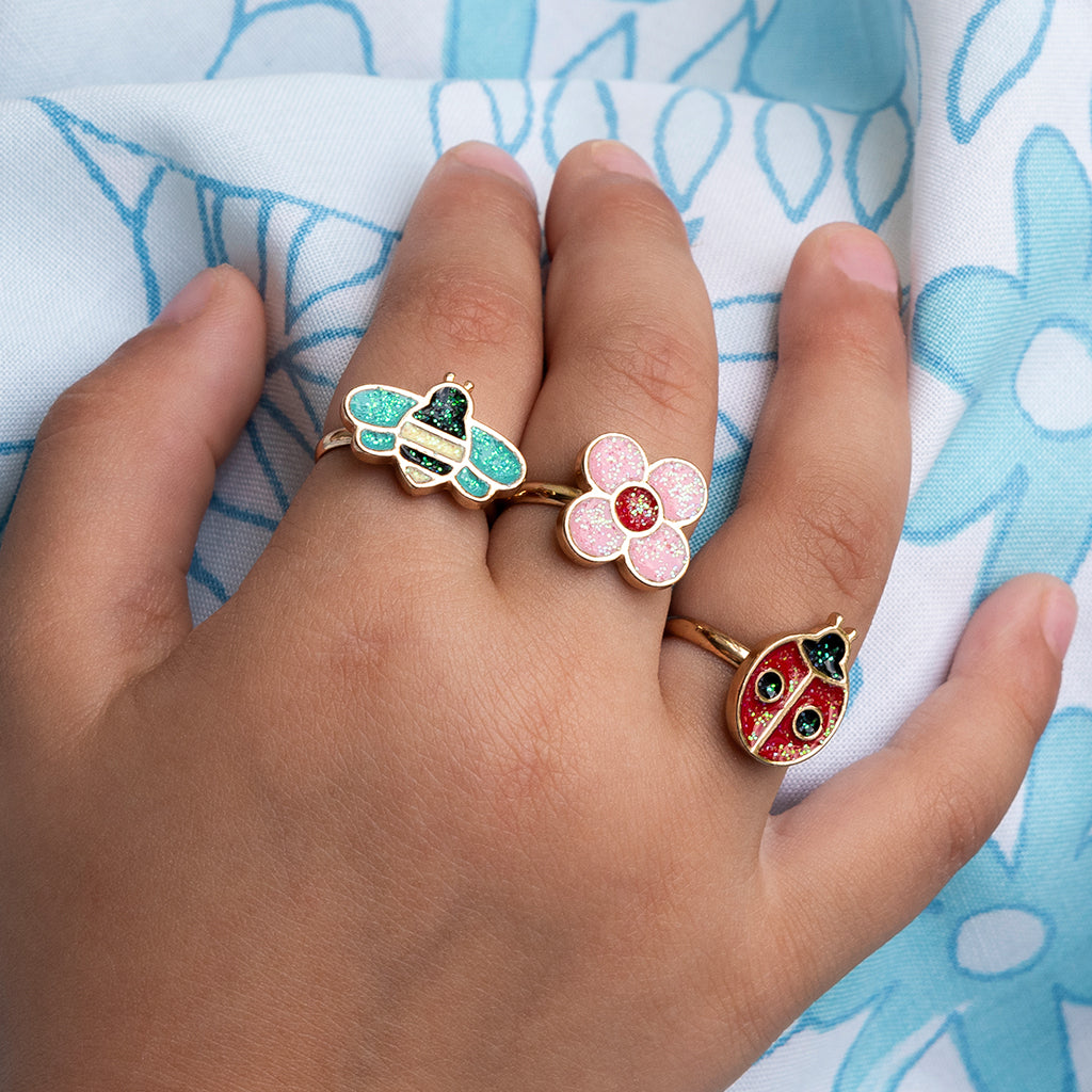 Rex London - Glitterringen set lieveheersbeestje (3 stuks)