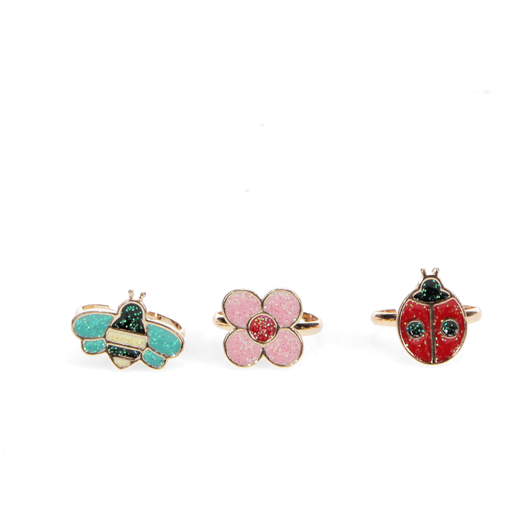 Rex London - Glitterringen set lieveheersbeestje (3 stuks)