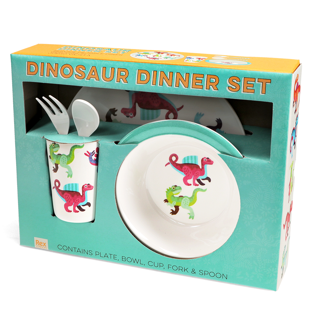 Rex London - Kinderservies Melamine Baby Dino's (5-delig)