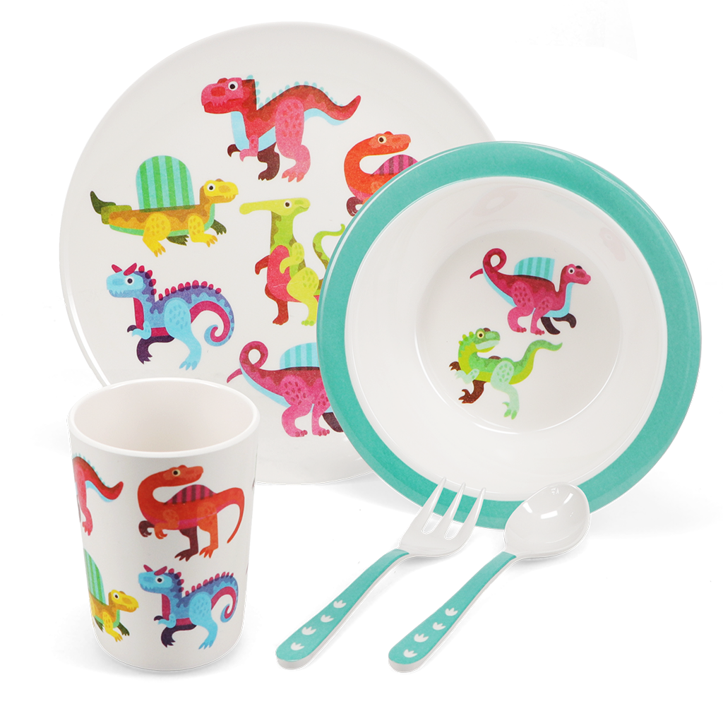 Rex London - Kinderservies Melamine Baby Dino's (5-delig)