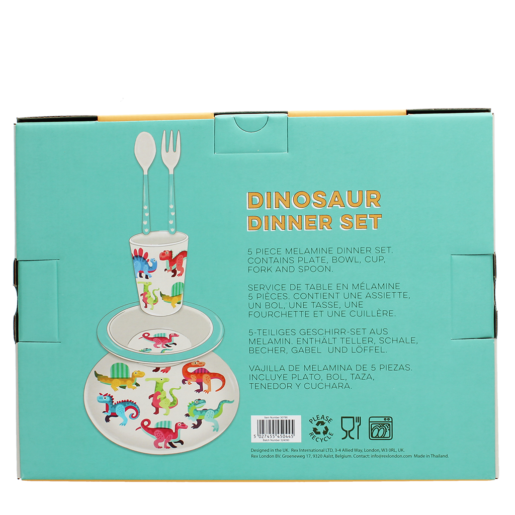 Rex London - Kinderservies Melamine Baby Dino's (5-delig)