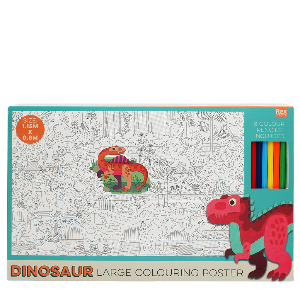 Rex London - Grote Kleurposter met Potloden Baby Dino's