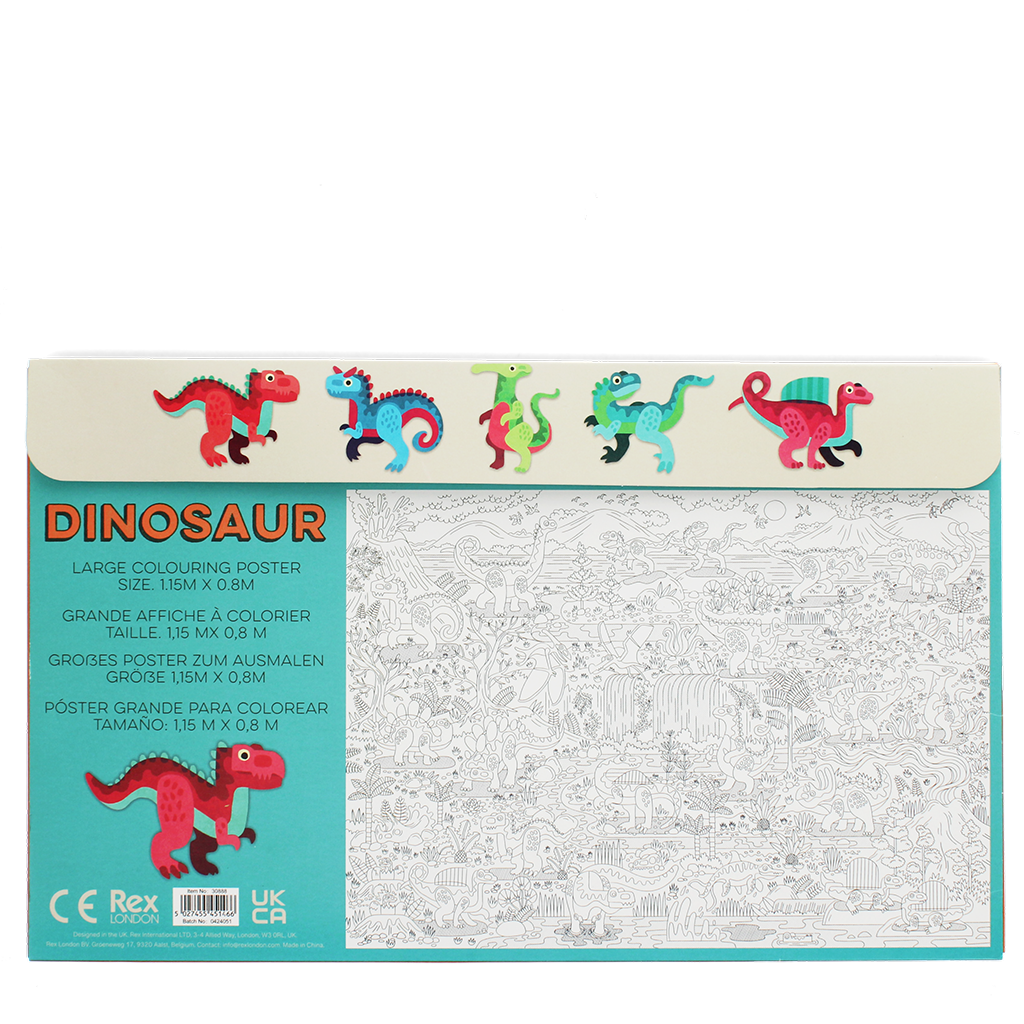 Rex London - Grote Kleurposter met Potloden Baby Dino's