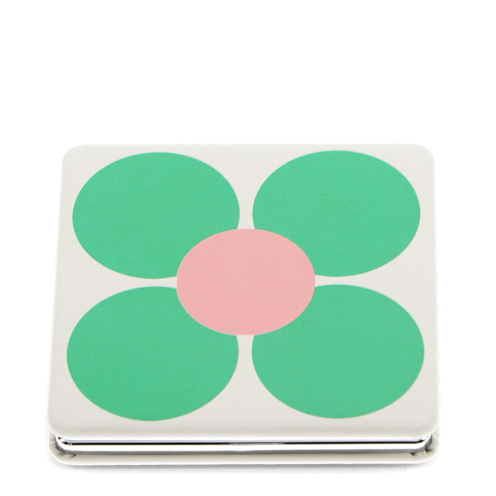 Rex London - Vierkante zakspiegeltje roze en groene bloemen