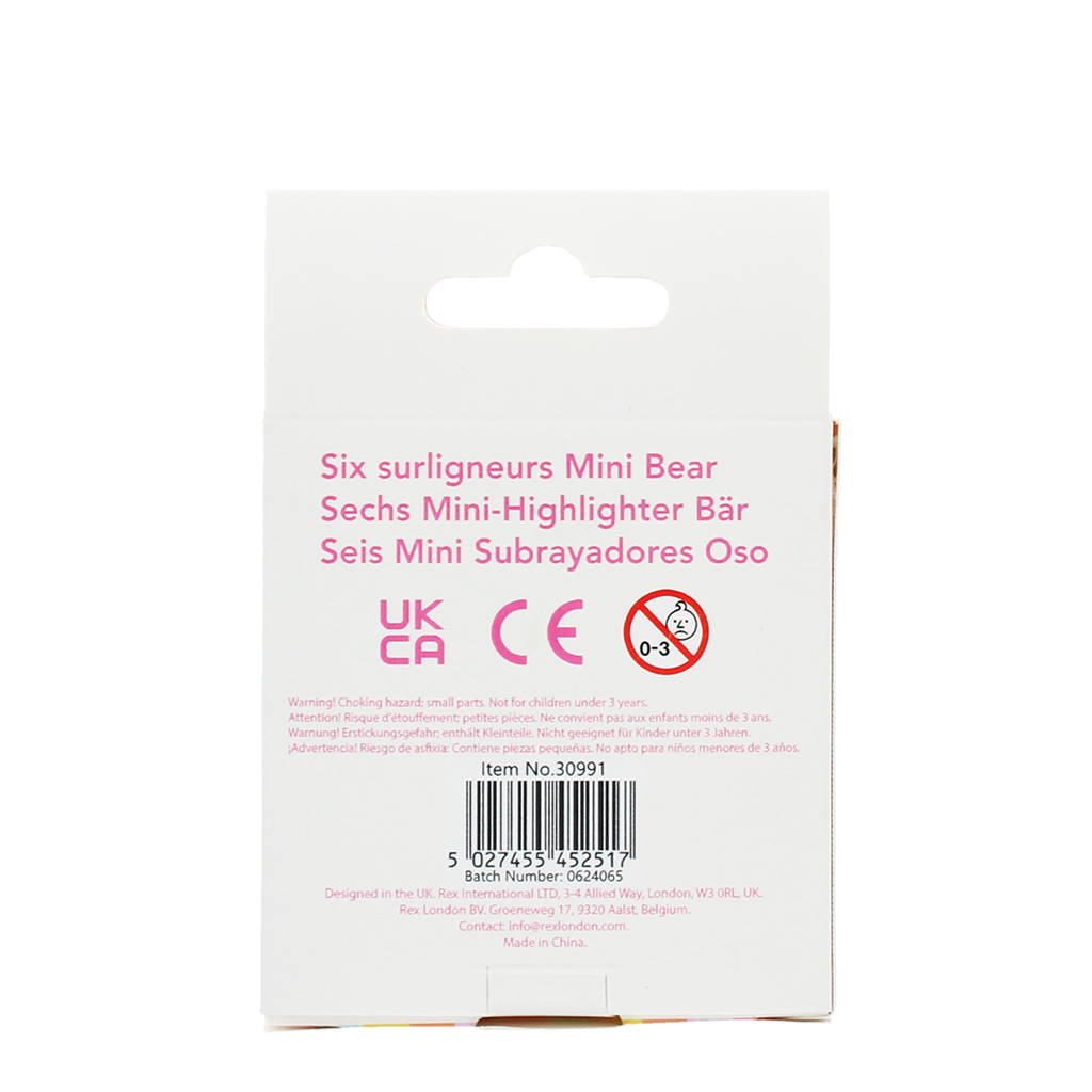 Rex London - Mini markeerstiften Beer (set van 6)