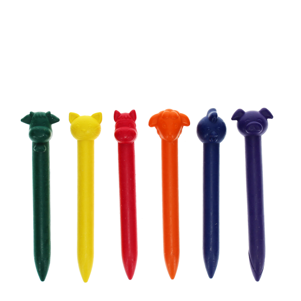 Rex London - Kleurkrijtjes met dierenkopjes (set van 6)