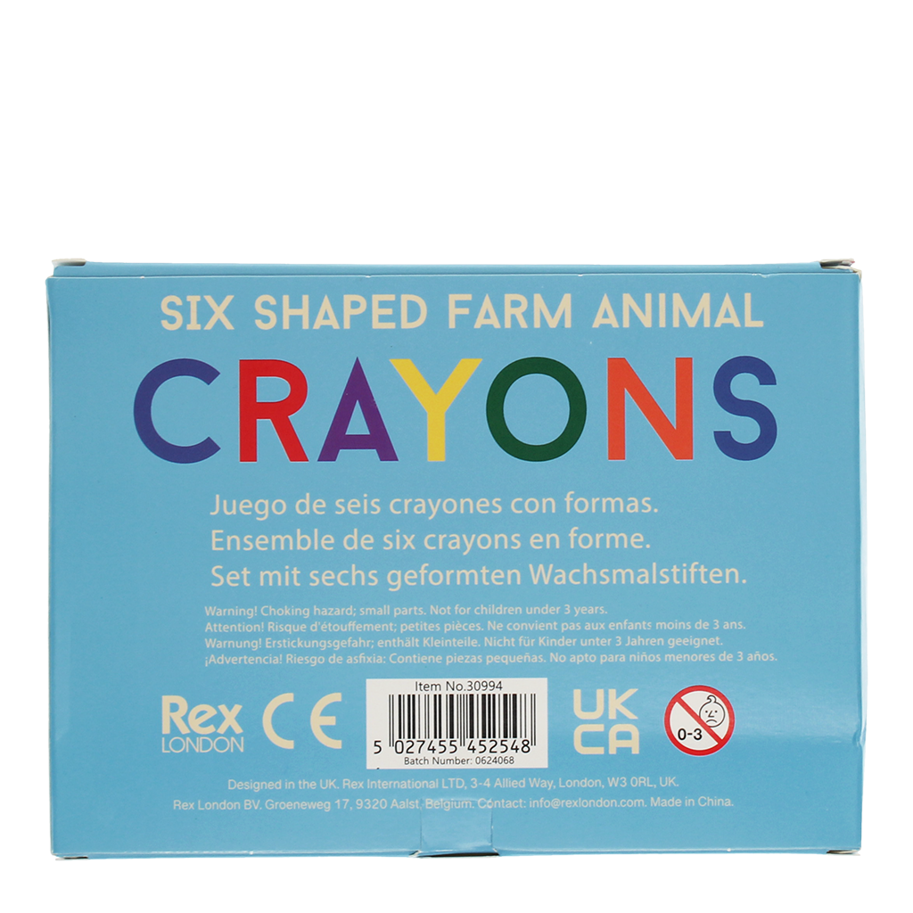 Rex London - Kleurkrijtjes met dierenkopjes (set van 6)