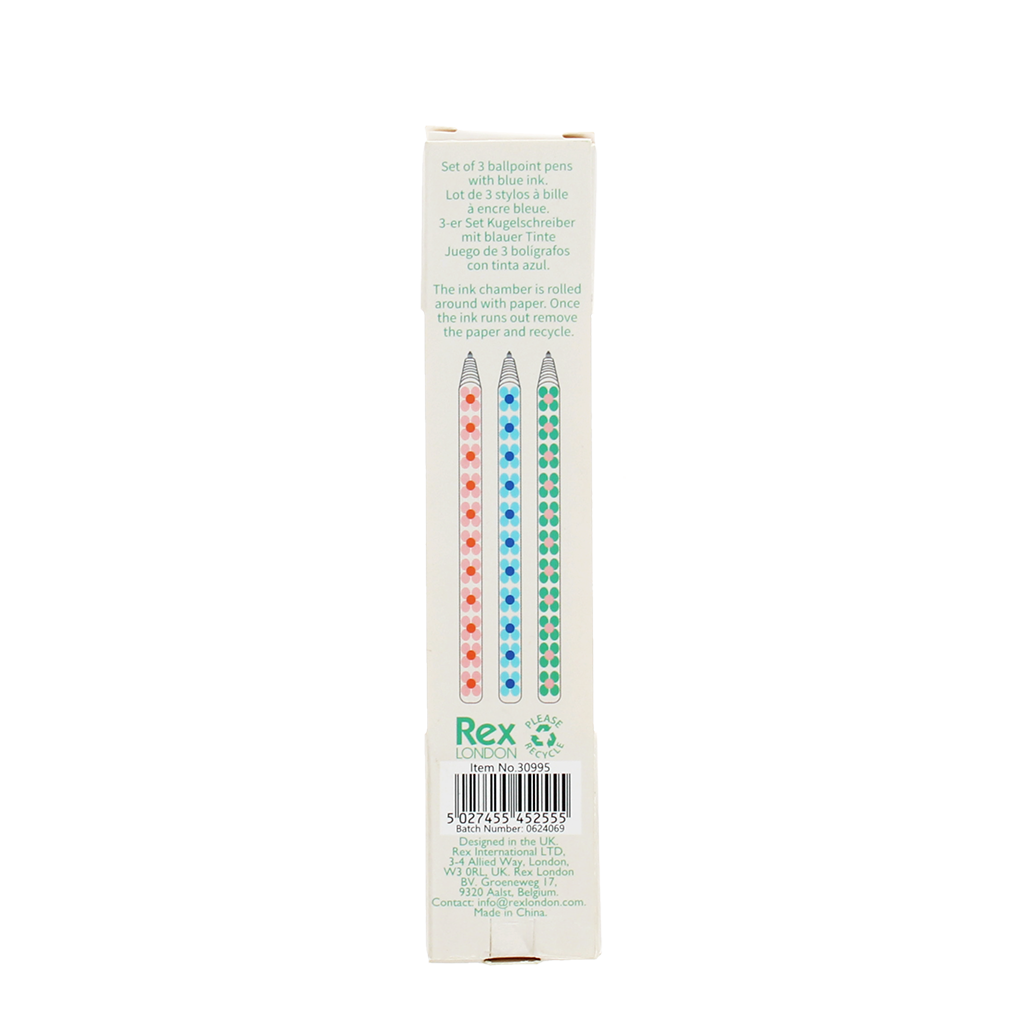 Rex London - Balpennen van papier (set van 3) - Daisy