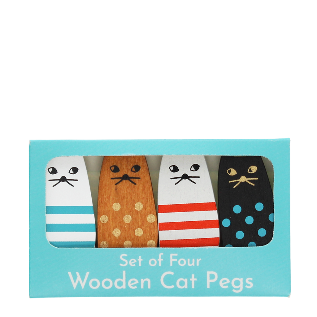Rex London - Mini houten knijpertjes Katten (set van 4)
