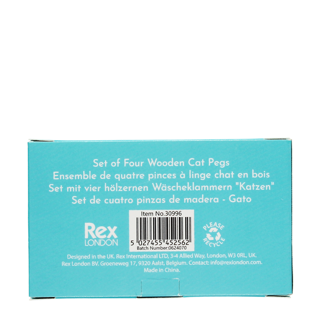 Rex London - Mini houten knijpertjes Katten (set van 4)