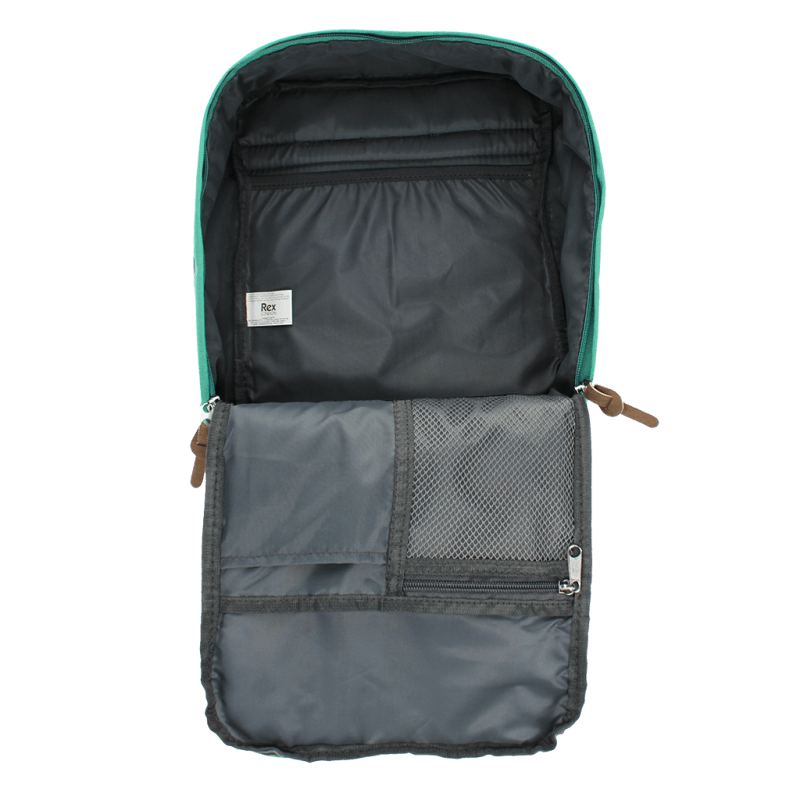 Rex London compacte rugzak blauw binnenkant