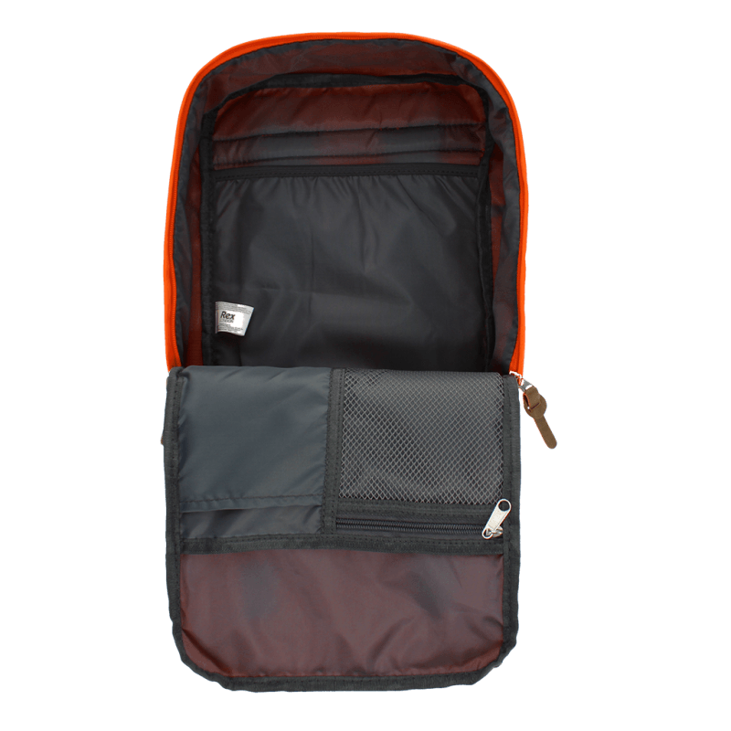 Rex London compacte rugzak oranje binnenkant