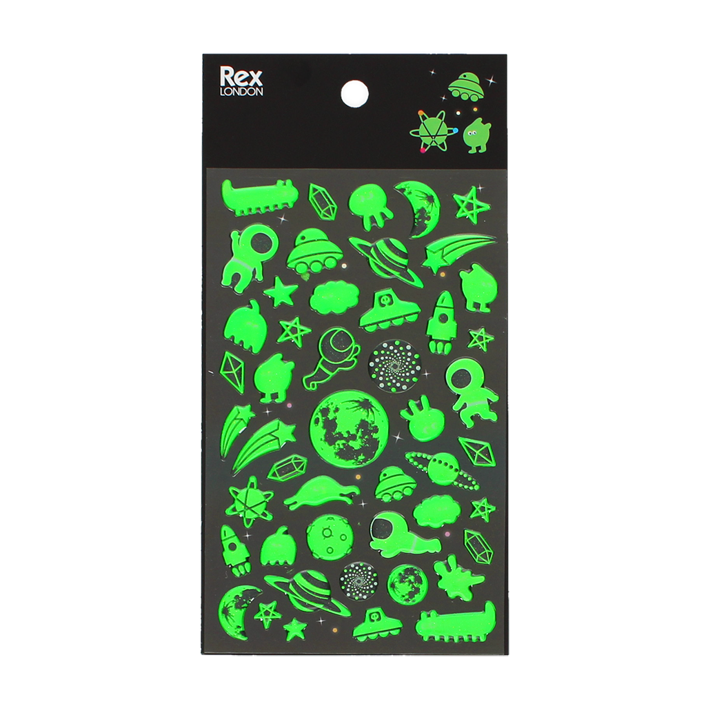 Rex London - 3D Stickers Ruimtevaart (glow in the dark)
