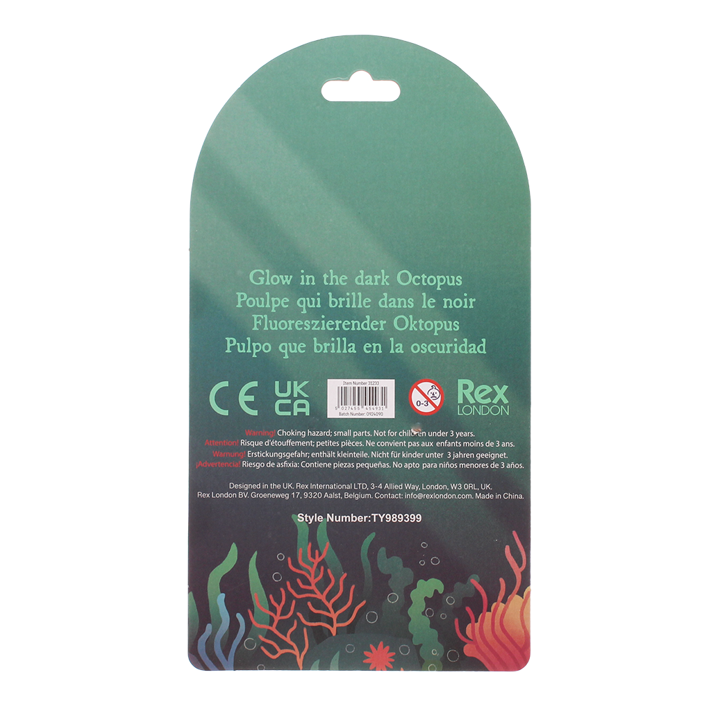 Rex London - Knijpspeelgoed Octopus Glow in the Dark