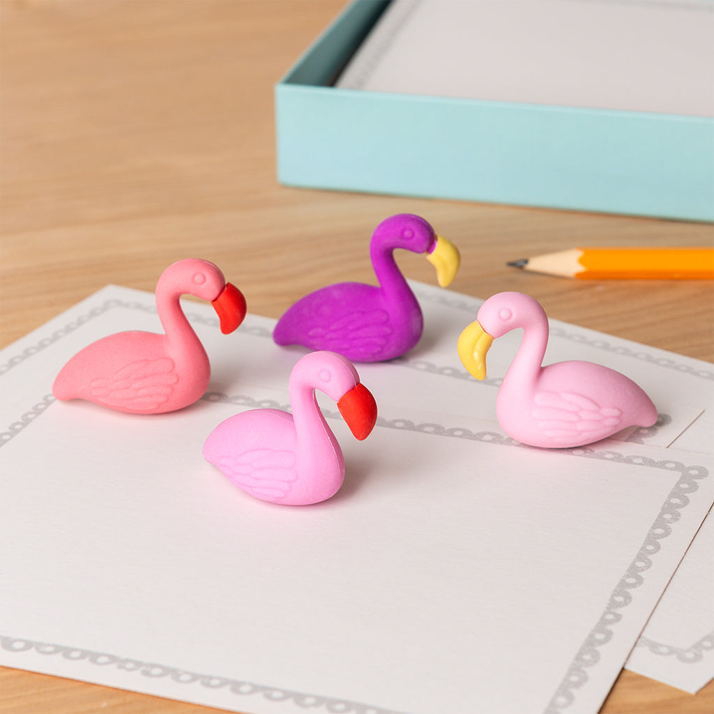 Rex London - Gummetjes voor op potlood (set van 4) - Flamingo's