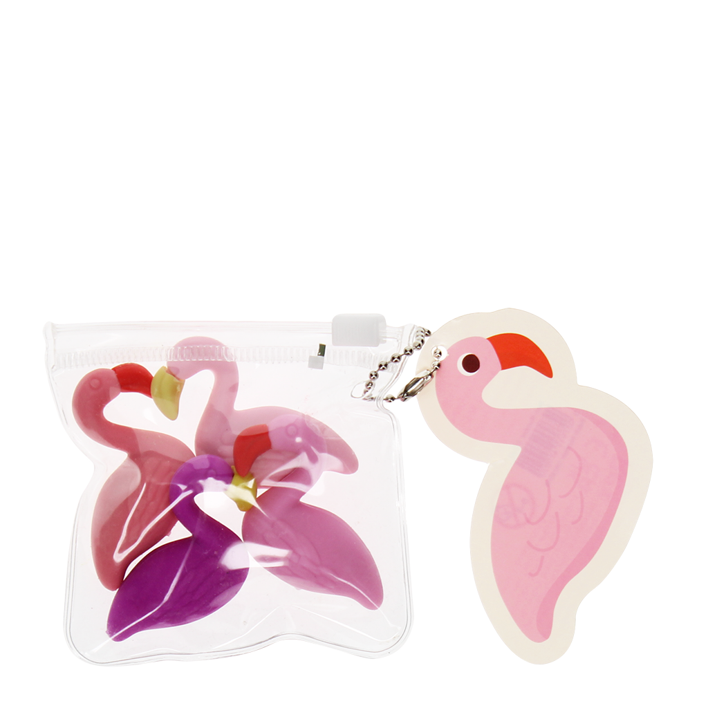 Rex London - Gummetjes voor op potlood (set van 4) - Flamingo's