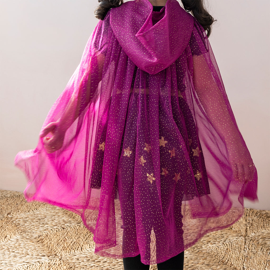 Rex London - Glitter cape voor kinderen - Donkerroze