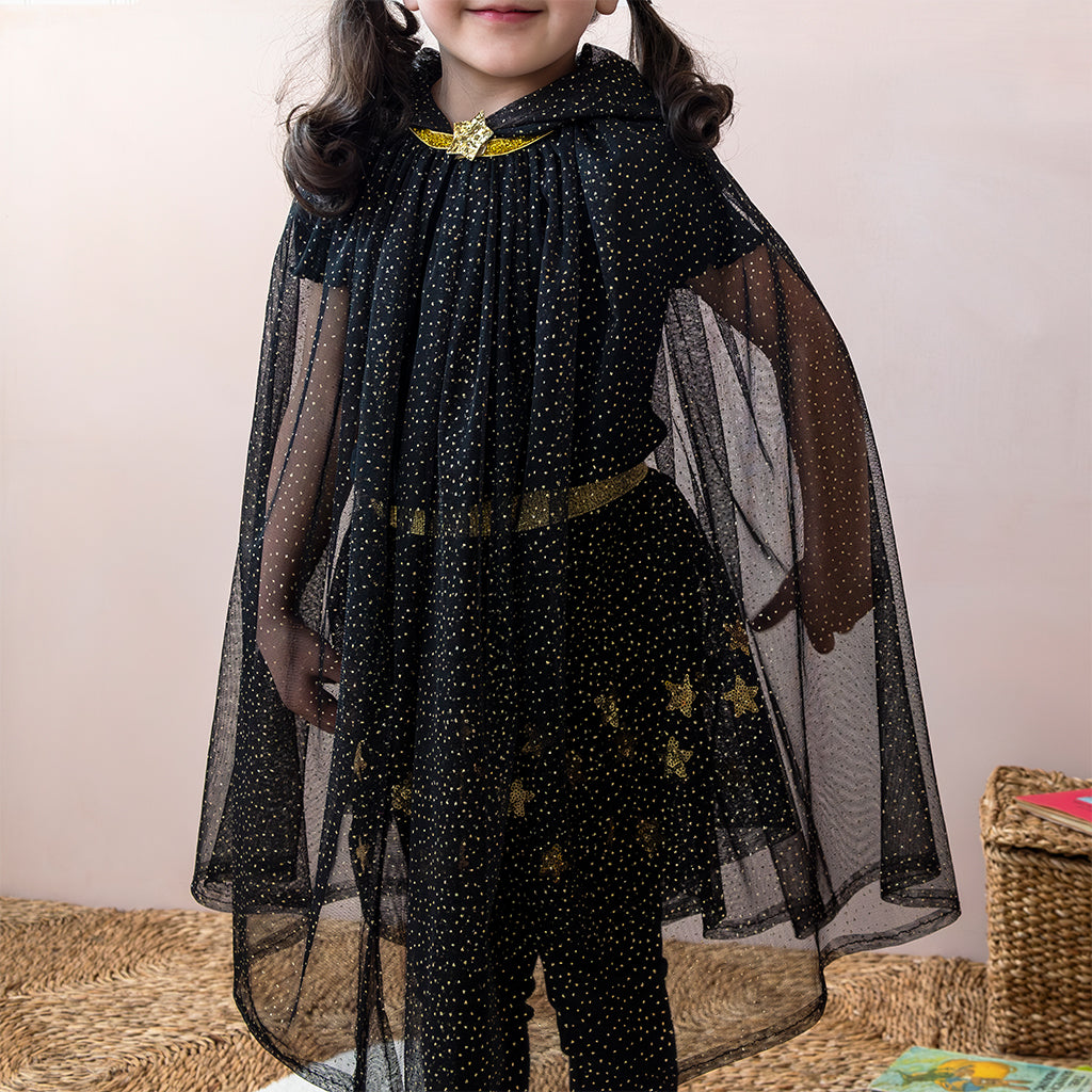 Rex London - Kindercape met glitters zwart