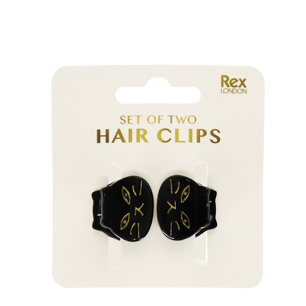 Rex London - Mini Haarknijpers Zwarte Katten (set van 2)