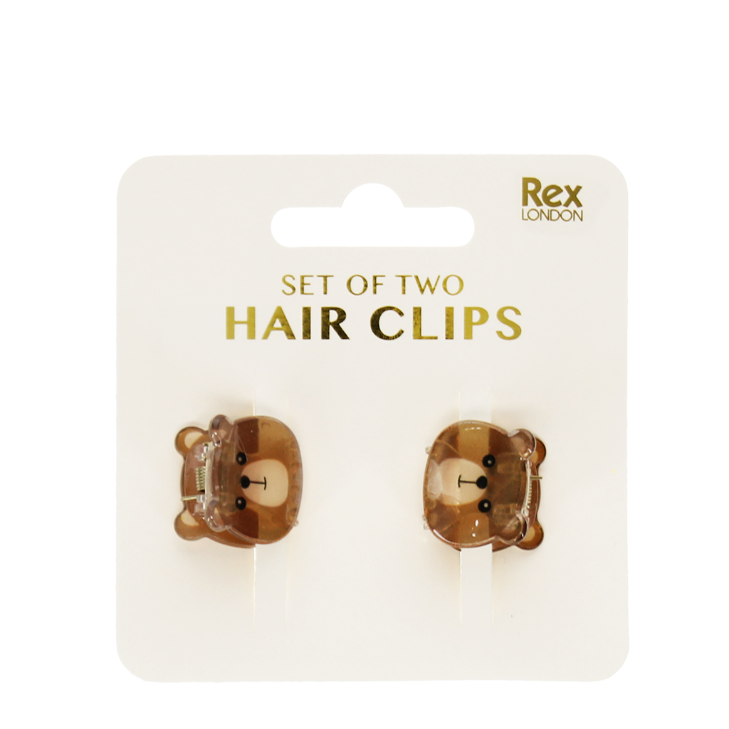 Rex London - Mini haarklauwtjes bruine beertjes (set van 2)