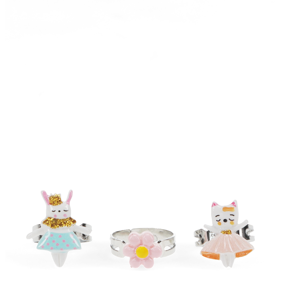 Rex London - Ringen Set Konijn, Kat en Bloem (3 stuks)